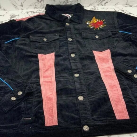 Men’s Frost Dear Sins Black | Pink Corduroy Jacket NWT - Picture 7 of 7